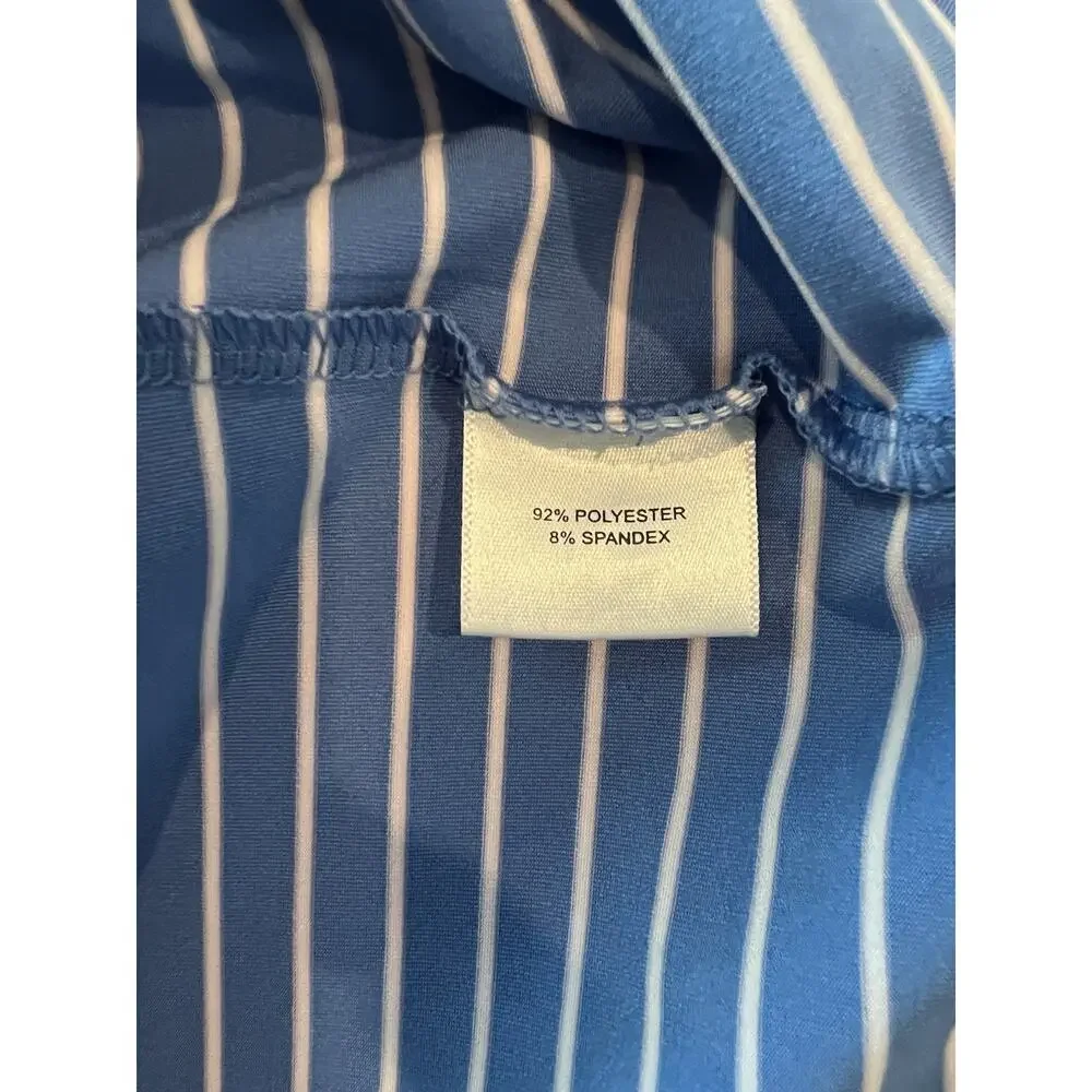 PETER MILLAR XL Summer Comfort Polo Mens Blue- White Stripe Golf Vacation Preppy - Picture 12 of 13